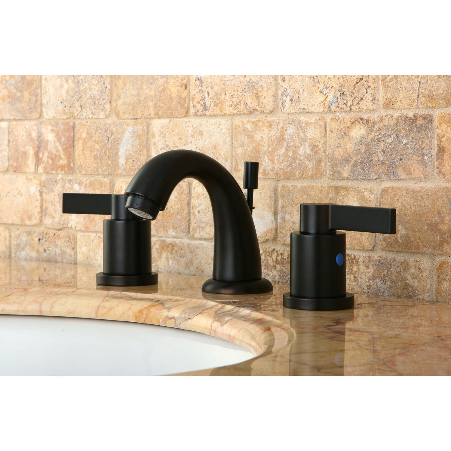 Kingston Tulare KB8915NDL - NuvoFusion Two-Handle 3-Hole Deck Mount Widespread Bathroom Faucet with Pop-Up Drain, Oil Rubbed Bronze — thumbnail 2